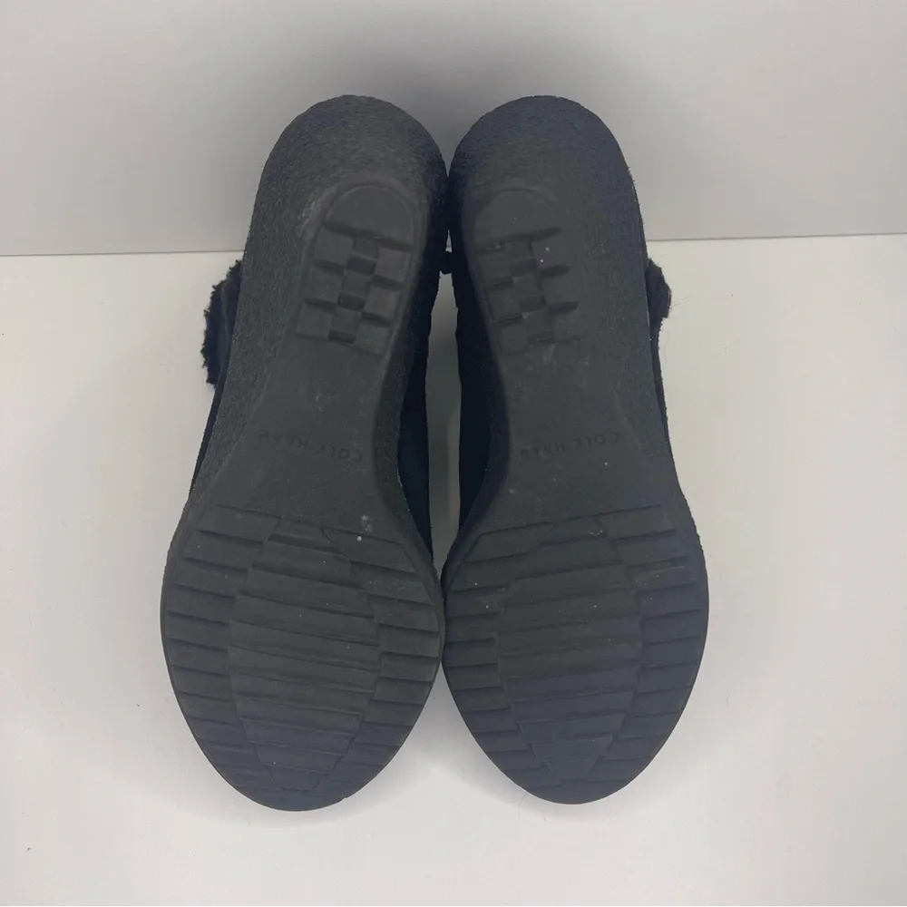 Cole Haan Women's‎ 8 Black Michelle Boots Waterproof Wedge Heel Suede Sherpa Zip